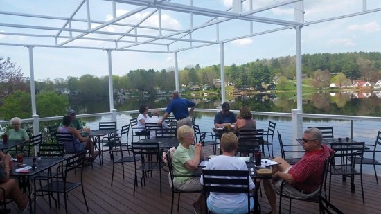 Dining on the outdoor deck at 308 Lakeside allows for the perfect view of Lake Lashaway