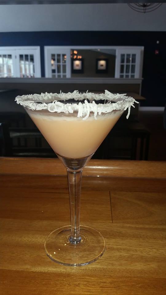 Enjoy a martini with coconut on the rim at 308 Lakeside