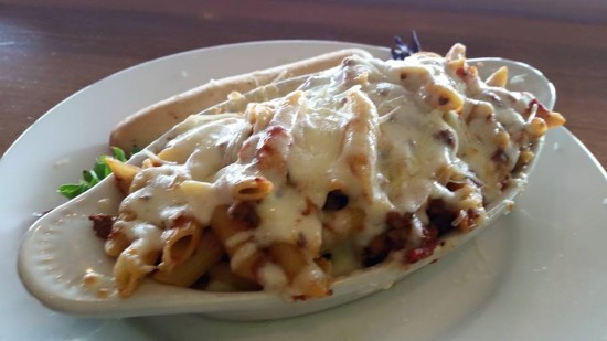 Pasta dishes at 308 Lakeside are topped with marinara sauce and melted mozzarella, served over choice of pasta
